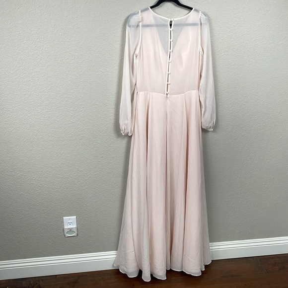 New Watters & Watters x BHLDN Nova Maxi Dress Ice Pink Chiffon Sz 10 - Picture 5 of 12